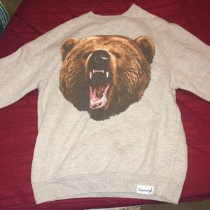 Diamond light grey crew neck bear hoodie